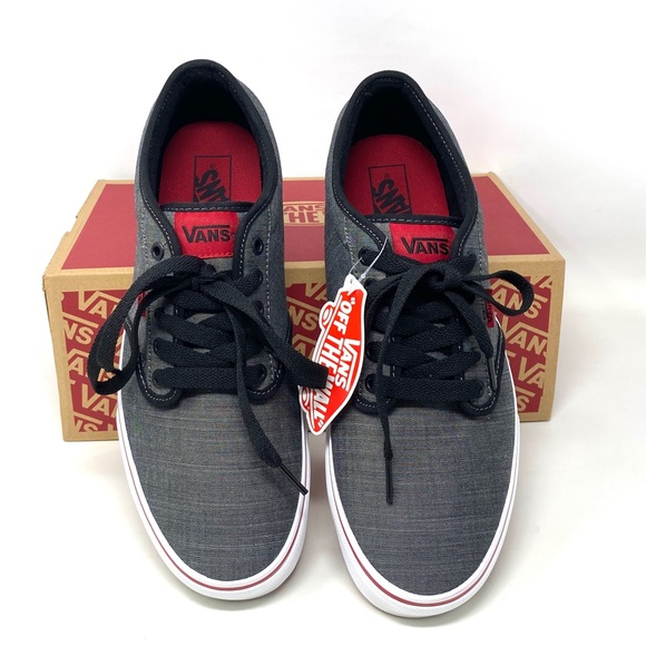 VANS Atwood Textile Black Grey Red Low Top Canvas Men’s Sneakers VN000KC46EZ - Picture 2 of 13